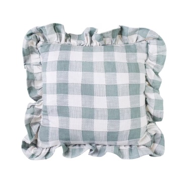 Față de pernă din bumbac organic 45x45 cm verde, „Ida Check"