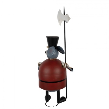 Figurină decorativă șoarece soldat din metal gri, 50x37x127 cm - Img 3