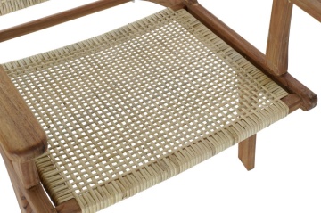 Fotoliu din ratan împletit manual, cu structură din lemn masiv de tec, natur, 69×78×68 cm, „Lombok" - Img 5
