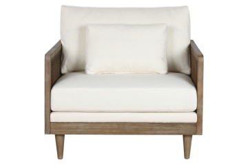 Fotoliu din rattan maro cu perne crem, stil colonial și mid-century, 93 x 86 x 88 cm, „Mandalay” - Img 4
