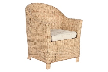 Fotoliu din rattan natural împletit manual cu pernă de șezut, 67×64×86 cm, „Palma"