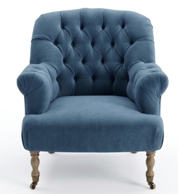 Fotoliu tapițat clasic shabby chic cu capitonaj și roți metalice, 70×70×82 cm, „Oxford" - Img 2
