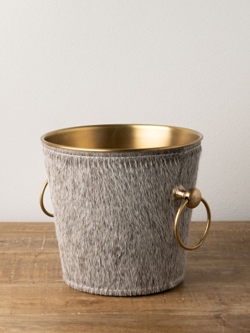 Frapiera din aluminiu, imbracata in piele de bovine, H23cm, Hide - Img 2
