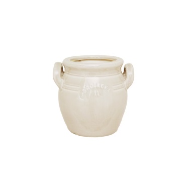 Ghiveci din ceramică glazurată manual 1L alb crem înalt, „Brobacka"