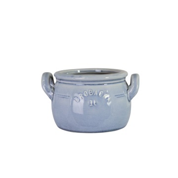 Ghiveci din ceramică glazurată manual 1L bleu deschis jos, „Brobacka"