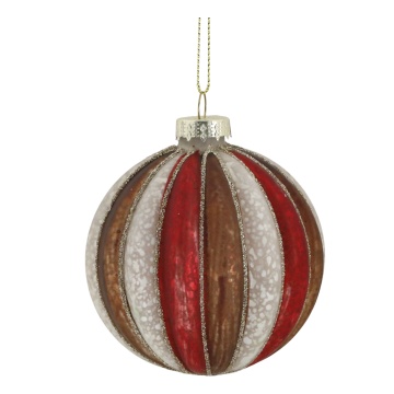Glob de Craciun, cu dungi colorate, pictat manual, Christmas Bauble