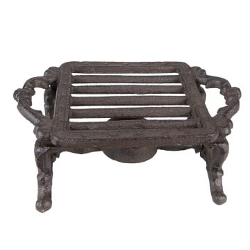 Incalzitor de ceai, cu suport de lumanare, maro, din metal, aspect vintage, 19x12x7 cm, Tealights