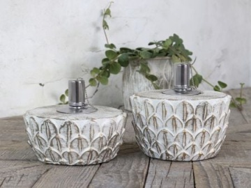 Lampă cu ulei decorativ stil vintage cu model auriu gri ciment și oțel inoxidabil, „Vittel” - Img 2