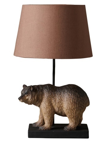 Lampa de masa, din polirasina, cu abajur din in, Bear