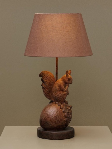 Lampa de masa, din polirasina, cu abajur din in, Squirrel - Img 3