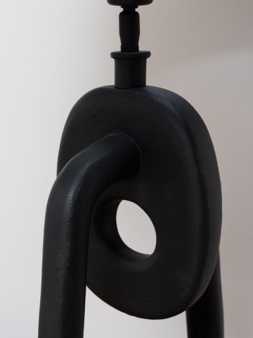 Lampa de masa, negru, cu abajur gri, din in, Disc - Img 4