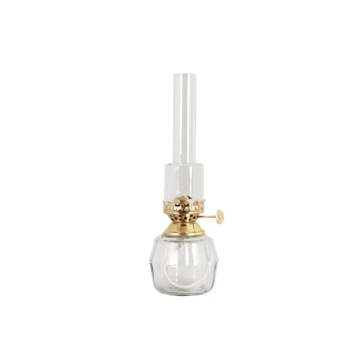 Lampă vintage cu petrol din sticlă transparentă cu arzător alamă, „Kerosene Britta Clear Small"