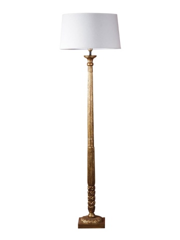 Lampadar din lemn de mango, cu abajur din in, Grace
