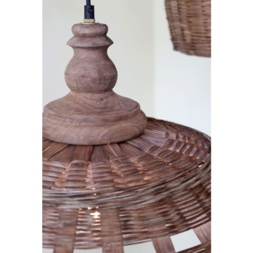 Lustra împletită manual din rattan si rachita, D62 cm - Img 6