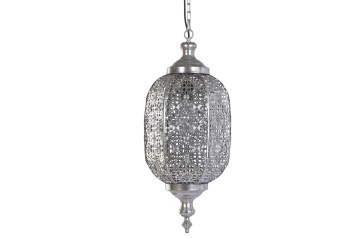 Lustră suspendată din metal, argintiu, 140 x 28 cm, „Loubressac”