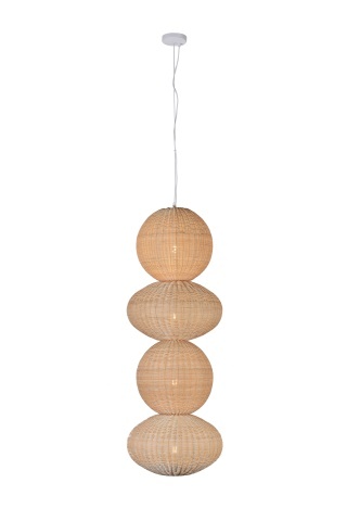 Lustră suspendată din ratan împletit, maro, finisaj natural, 138 x 50 cm, „Semur” - Img 4