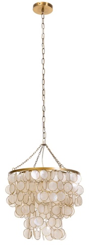 Lustră suspendată din sidef și metal, auriu, 48 x 40 cm, „Orbec” - Img 4