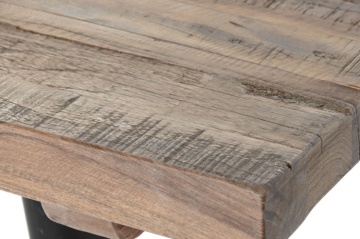 Masă de dining din lemn reciclat cu picioare din metal negru, 180×90×76 cm, „Loft" - Img 5