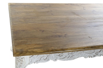 Masa din lemn de mango , sculptata manual " White aged " - Img 2