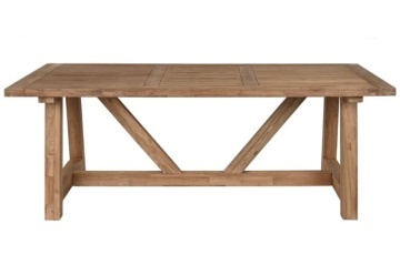 Masă dining din lemn masiv de tec, natur, 10 locuri, cu bază în formă de V, 75 x 200 x 100 cm, „Thoren”