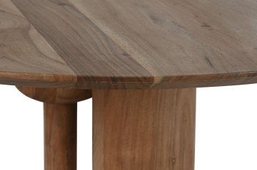 Masă dining rotundă din lemn de acacia și metal, natur, 4 locuri, cu picior central, 76 x 106 cm, „Totem” - Img 3