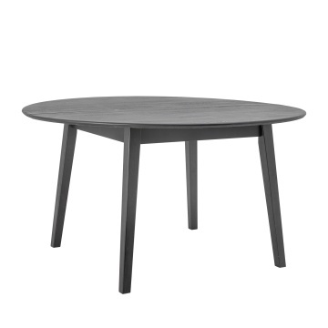 Masă dining rotundă din lemn masiv de stejar, negru, 6 locuri, cu patru picioare înclinate, finisaj cu ulei pigmentat, 76 x 140 cm, „Peron” - Img 2