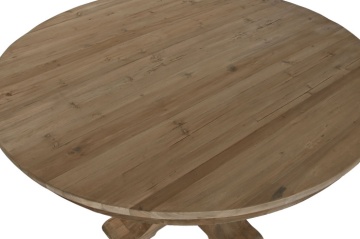 Masă dining rotundă din lemn reciclat, 140x140x76 cm, finisaj rustic natur, „Mesa" - Img 3