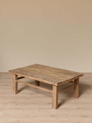 Măsuță de cafea din lemn reciclat, natur, finisaj vintage, 120×79×46 cm, „Rustor" - Img 2