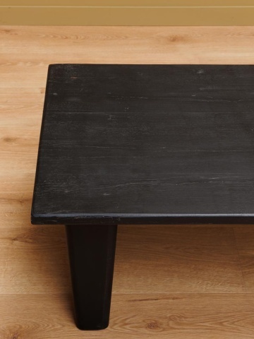 Măsuță de cafea dreptunghiulară din lemn reciclat, negru, cu picioare conice și muchii patinate, 36 x 152 x 60 cm, „Bellay” - Img 4