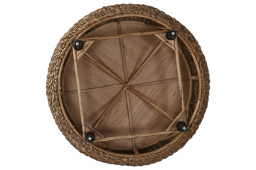 Măsuță de cafea rotundă din fibre naturale, natur și negru, cu împletitură în spirală, finisaj natural, 46 x 119 cm, „Lunaria” – Ethnic Collections - Img 5