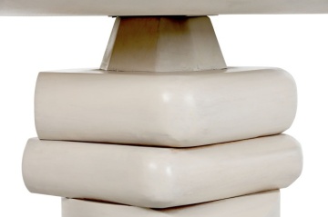 Măsuță de cafea rotundă din lemn de mango, alb, cu bază din volume suprapuse, finisaj mat, 39 x 80 cm, „Lerano” – Ethnic Collections - Img 5