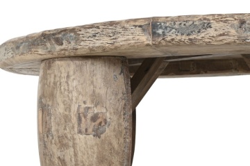 Măsuță de cafea rotundă din lemn de tec, natur, cu picioare masive și aspect rustic, finisaj natural, 40 x 125 cm, „Sido” – Ethnic Collections - Img 2