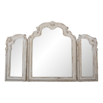 Oglinda de perete, bej, din lemn, aspect vintage, 122x3x84 cm