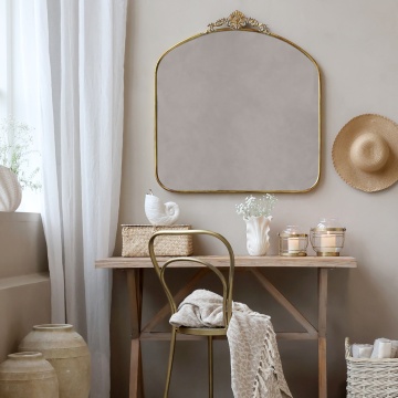 Oglindă de perete cu ramă decorativă, aspect vintage, H90/L80/W3.5 cm - Img 2