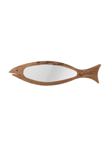 Oglinda de perete, din lemn reciclat, in forma de peste, Fish