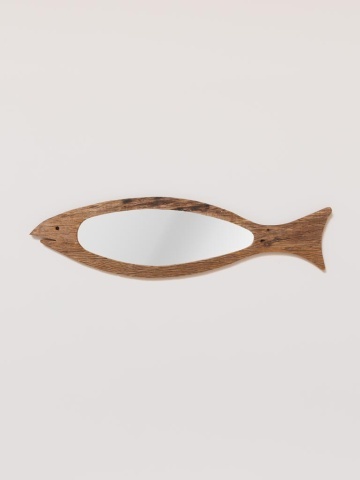 Oglinda de perete, din lemn reciclat, in forma de peste, Fish - Img 2