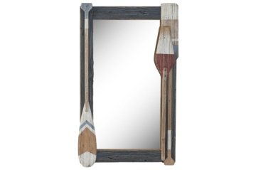 Oglindă decorativă 3D albastră din lemn reciclat și sticlă Mirror Recycled Wood Glass Remos 3D Blue, "Remos"