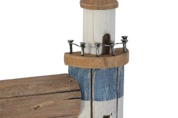 Oglindă decorativă 3D de perete din lemn reciclat și sticlă, 45×5×77 cm, „Lighthouse" - Img 4
