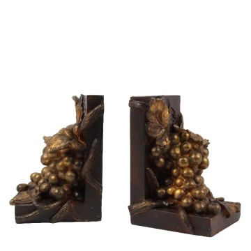 Opritor pentru cărți din polirășină, auriu, model struguri, 16,5 x 12,5 x 11,5 cm, „Bacchus”