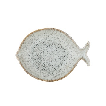 Platou de servire din ceramică artizanală natur în formă de pește, 27×20,5×4 cm, „Fleur" - Img 2