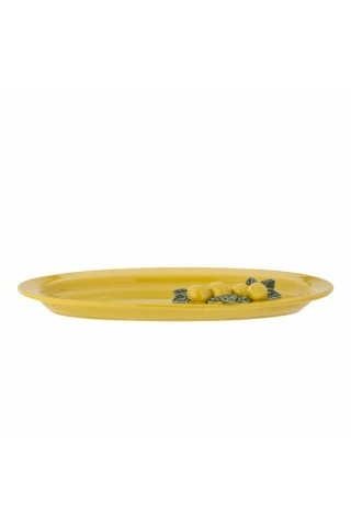 Platou oval din ceramică stoneware cu lămâi în relief, L36×W21×H5 cm, „Limone Serving Plate" - Img 4