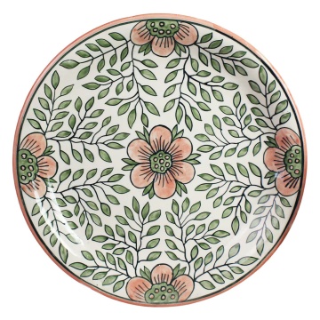 Platou rotund din ceramică pictată manual, Ø 37 x H 4,3 cm, multicolor, „Cleo"