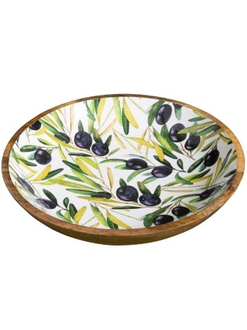 Platou rotund din lemn de mango, Ø38 cm, "Olives"