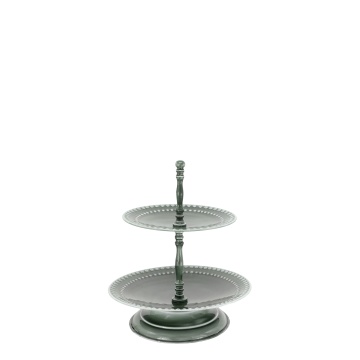 Platou servire, cu 2 tavi, din metal, D25cm, Etag