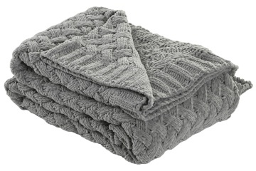 Pled țesut din microfibră, gri deschis, pentru canapea, 170 x 130 cm, „Vendresse”