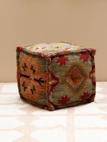 Puf multicolor, din iuta naturala si lana, Terra Sienna Kilim - Img 2