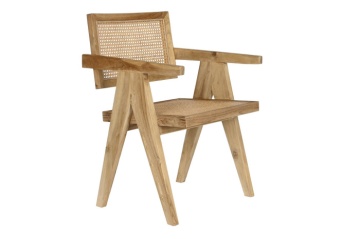 Scaun dining din lemn de tec si rattan, "Teqa"