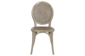 Scaun dining din lemn de ulm cu spătar și șezut împletit din rattan, 44×42×95 cm, „Medallion" - Img 2