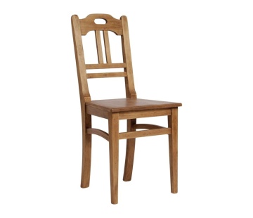 Scaun dining din lemn masiv, maro, cu spătar cu decupaj oval și traverse arcuite, finisaj antichizat, 94 x 40 x 41 cm, „Terroir” - Img 2