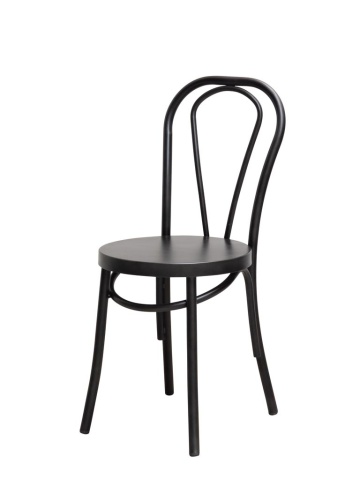 Scaun dining din metal, negru, cu spătar în buclă dublă și șezut rotund, 89 x 39 x 47 cm, „Medley”